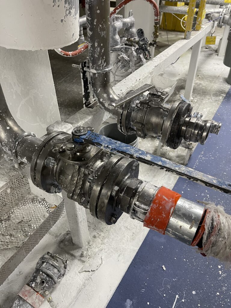 Paint factory equipment after being dry ice blasted
